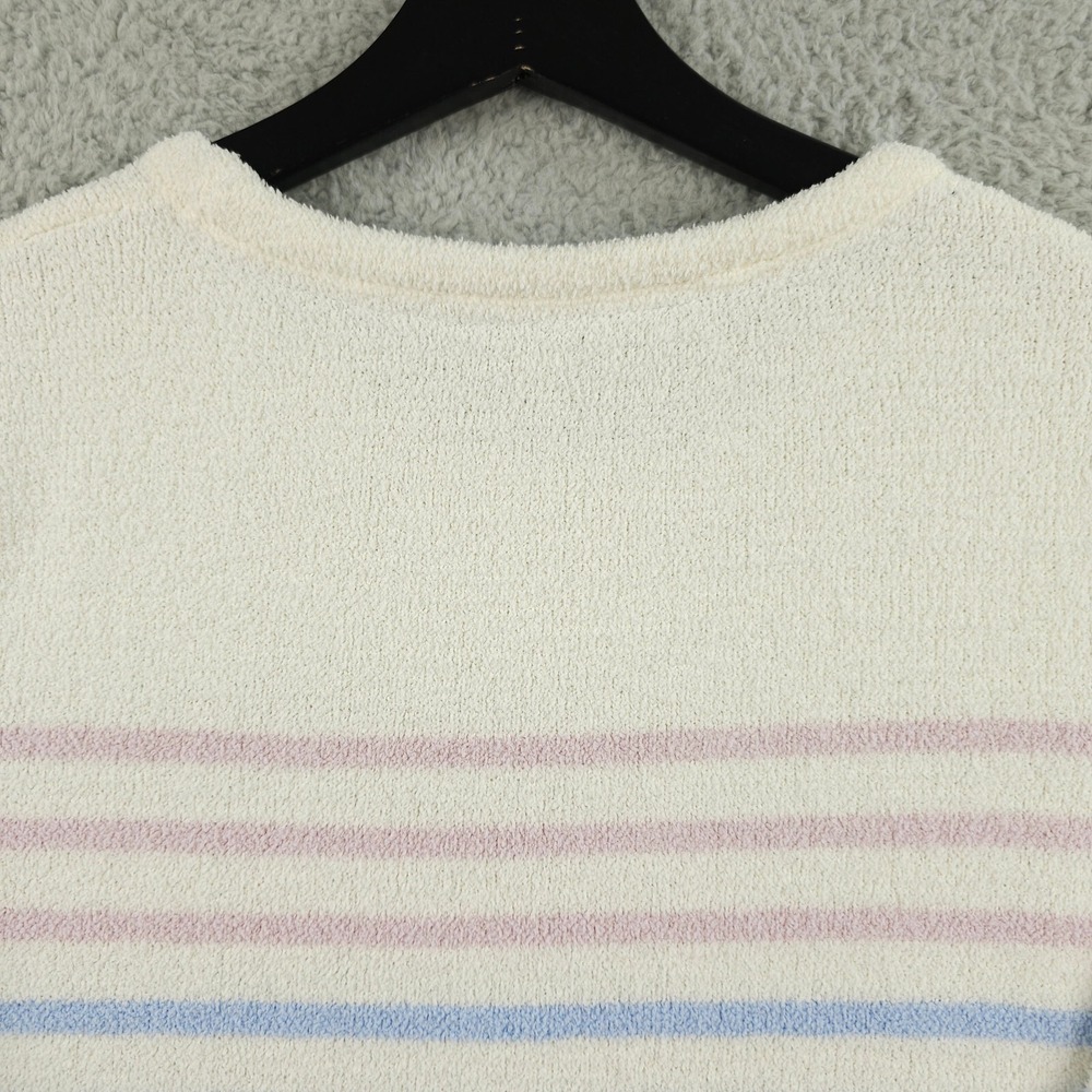 Joules Sweater Womens 12 White Pink Blue Striped Seaham Chenille Fleece Jumper - Picture 14 of 14